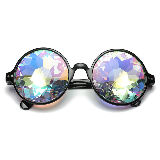 Crystal Colorful Vintage Round Frame Glasses