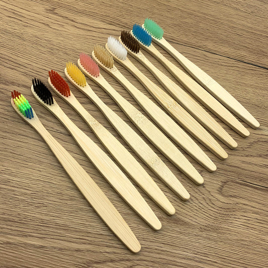 Bamboo Toothbrush Set | 10pcs | Colorful & Eco-Friendly