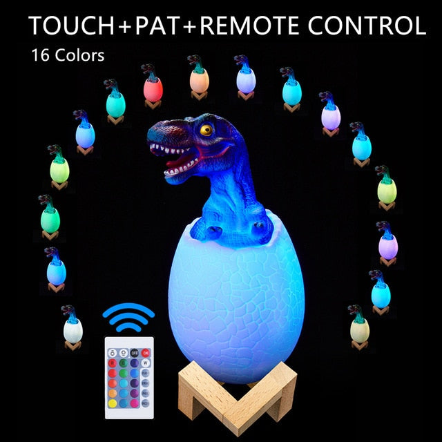 Baby Dinosaur Hatching Night Light | Remote Controlled | 16 Color - Solutiverse