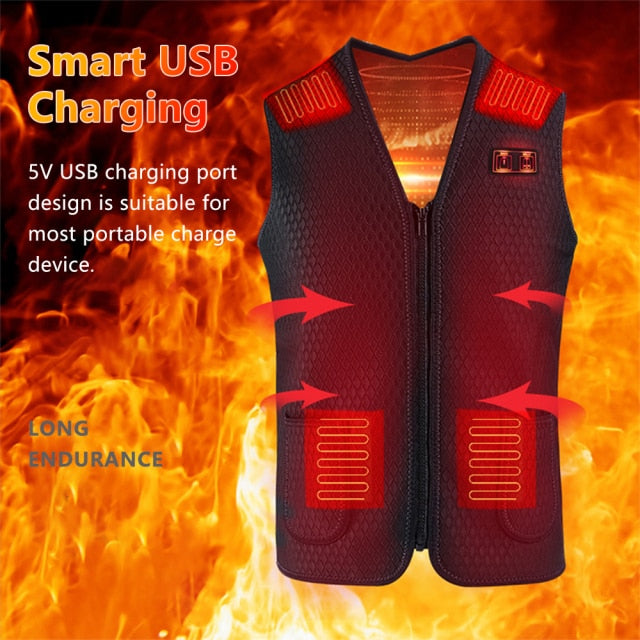 7 Heating Zone Unisex Self-Heating Winter Vest | USB Rechargeable | Washable - Solutiverse
