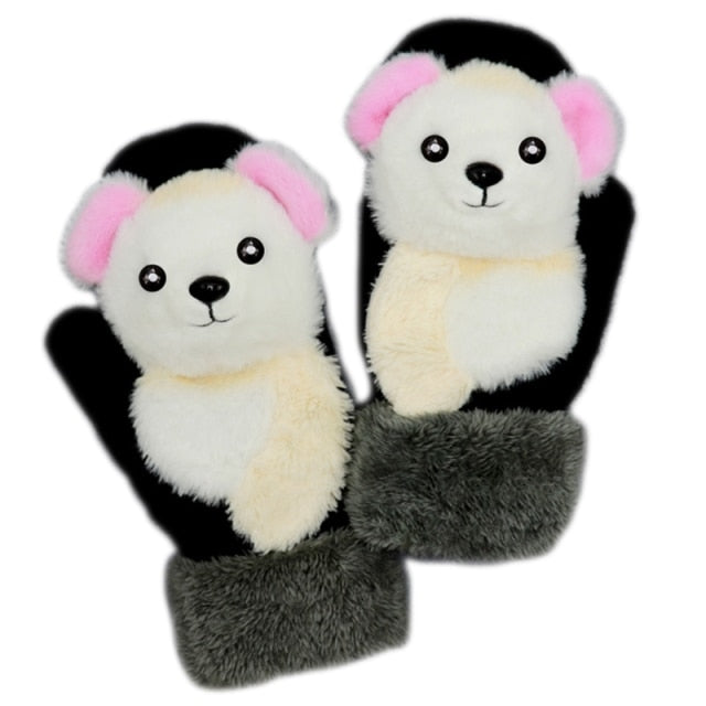 Cartoon Animal Fluffy Cozy Gloves - Solutiverse