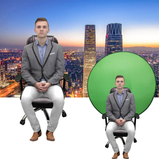 56" / 142cm Backdrop Chair-Mounted Green Screen | Foldable & Portable - Solutiverse