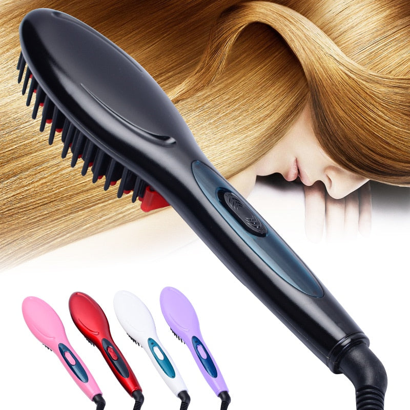 Self-Heating Hair Straightening Brush
