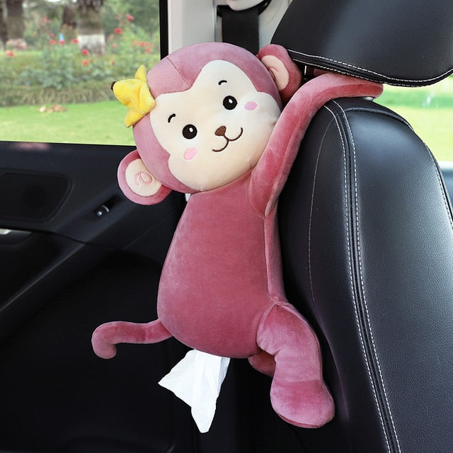 TissueBuddy | Cute Plush Animal Car Seat-Mounted Tissue Holder - Solutiverse