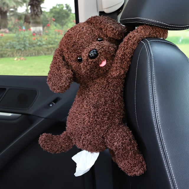 TissueBuddy | Cute Plush Animal Car Seat-Mounted Tissue Holder - Solutiverse