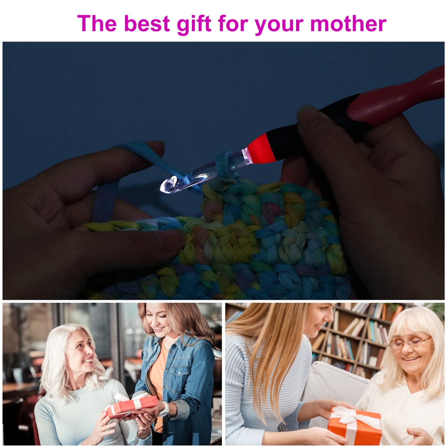 Light-Up Crochet Kit | Knit-in-the-Dark | 15 pcs | Grandmother Gift - Solutiverse