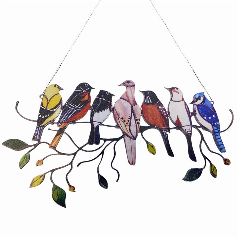 The Seven Birds | Hand-Made Stained Glass Decor - Solutiverse
