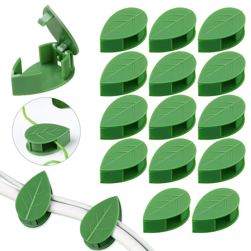 20 PCS Self-Adhesive Camouflaged Leaf Shaped Crawling Vine and Wire Supports - Solutiverse