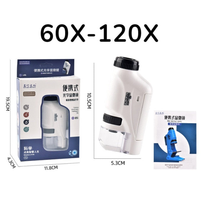 LED Lit Handheld Pocket Microscope 60X-120X | Educational Toy - Solutiverse