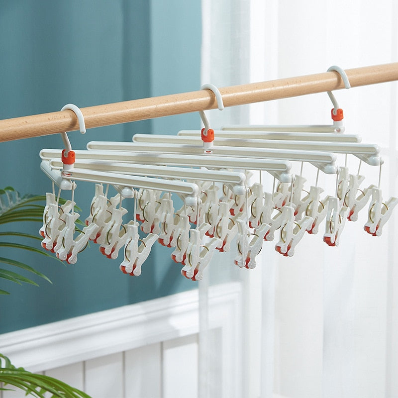 29-Clip Collapsible Space Saving Mega-Hanger | Great for Socks, Undergarments, Ties, etc. - Solutiverse