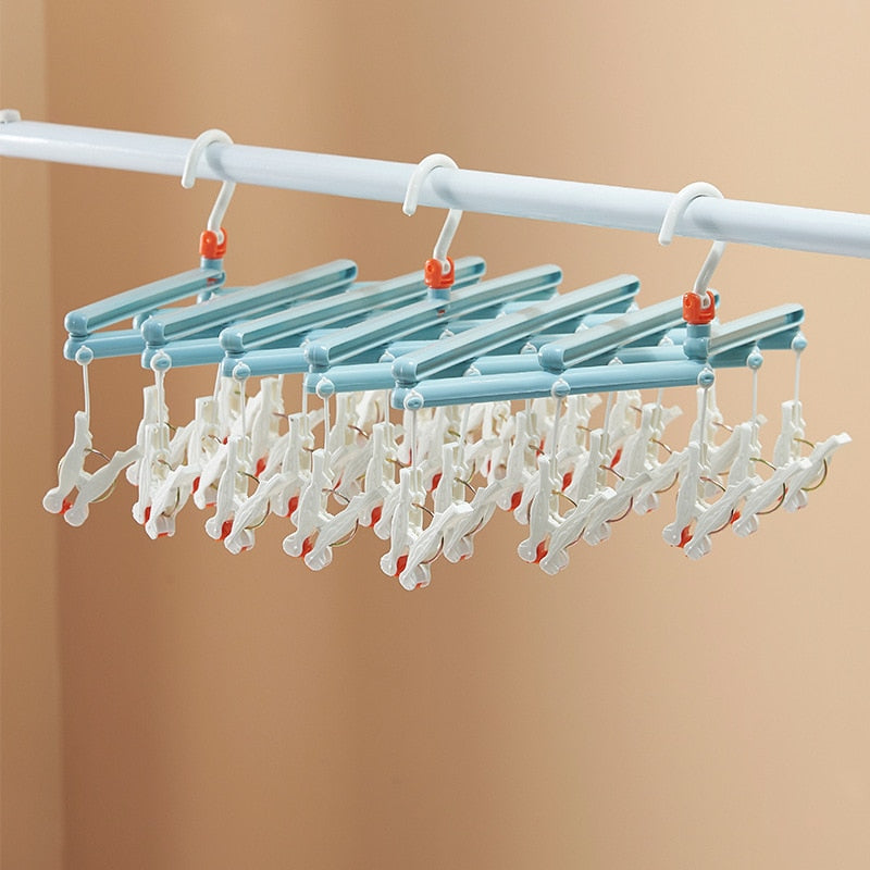 29-Clip Collapsible Space Saving Mega-Hanger | Great for Socks, Undergarments, Ties, etc. - Solutiverse