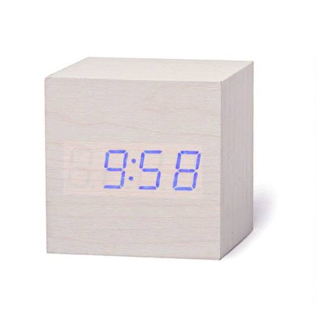 BloClock | Elegant Wooden Cube Clock | Digital | USB
