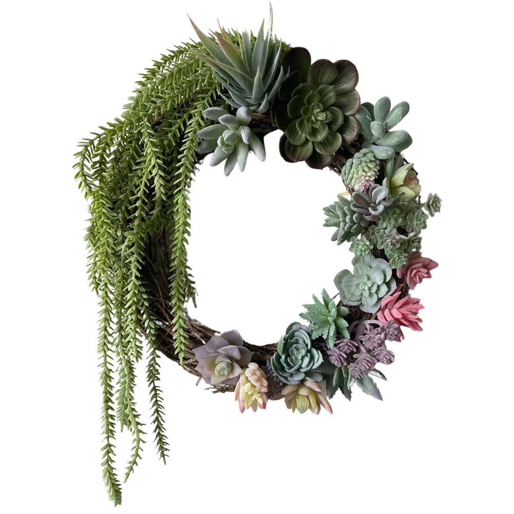 Succulent Wreath | Artificial Houseplant Spring/Summer Wreath | 11"