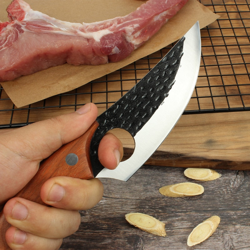 Kitchtana | Professional Butcher/Boning/Camping Knife | Non-Slip Hole Grip