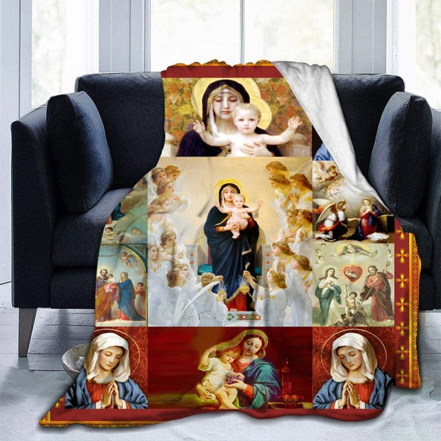 Jesus & Virgin Mary Throw Blanket | Flannel | Soft | 40" x 50"