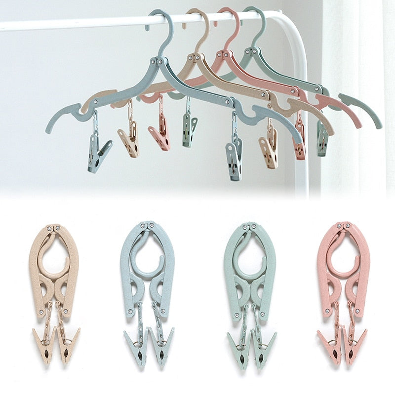 Mega Portable Fully Foldable Clothes Hangers with Clips | 10pcs