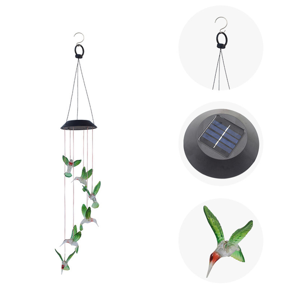 Hummingbird Crystal Windchimes | LED & Solar Powered