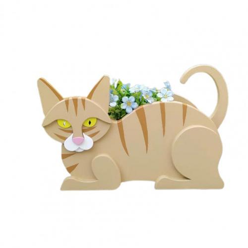 Wooden Cartoon Cat Planter | Garden & Flower