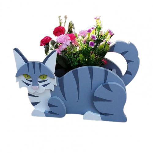 Wooden Cartoon Cat Planter | Garden & Flower