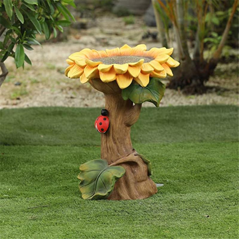Sunflower Sculpture Birdbath & Feeder