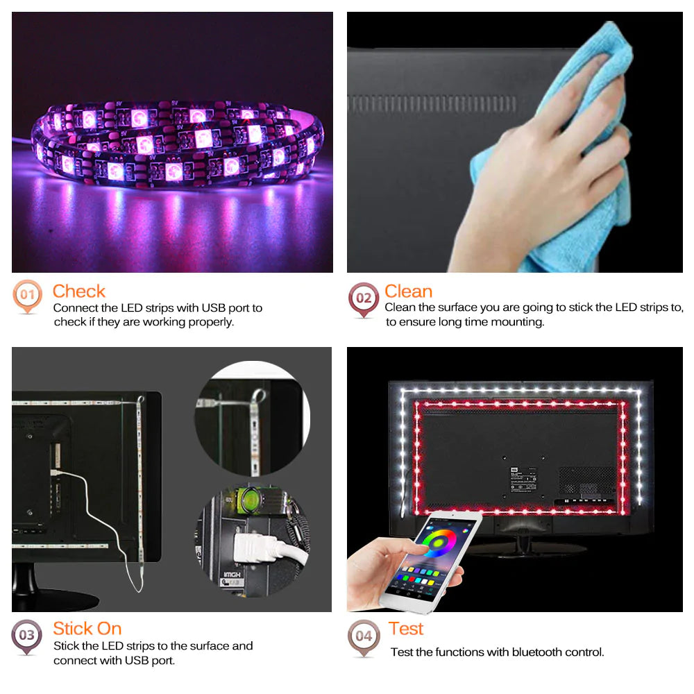 Bluetooth Backlight LED Strips | 16 Foot