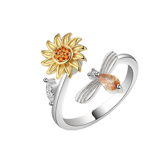 Bee & Sunflower Fidget Ring | Gifts for Her