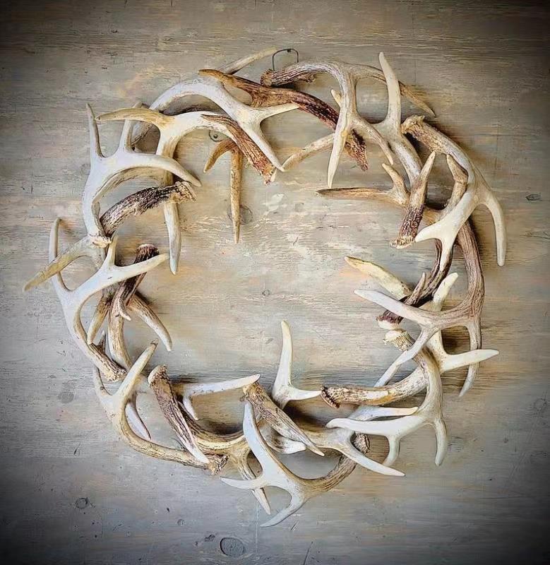 Faux Deer Antler Wreath | Rustic Decor | 7.5"