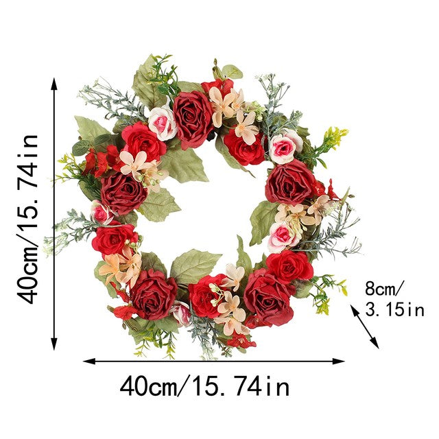 Rose Garland Wreath | Front Door Decor | Spring & Summer
