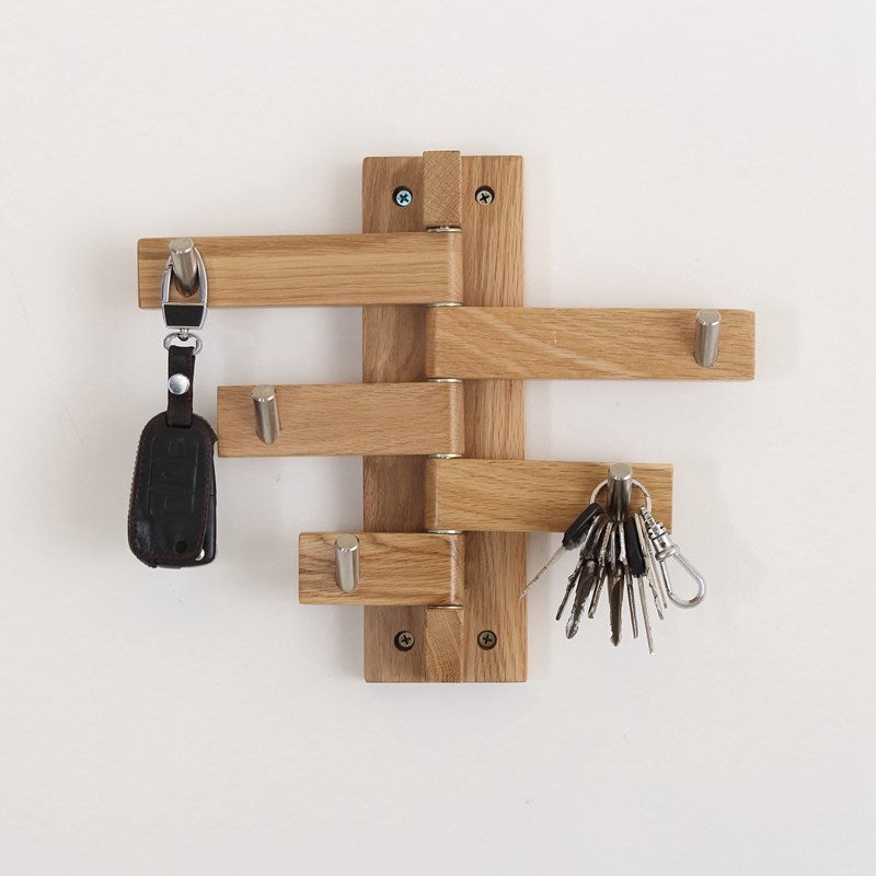 Oak Wood Multi-Swivel Coat & Key Rack